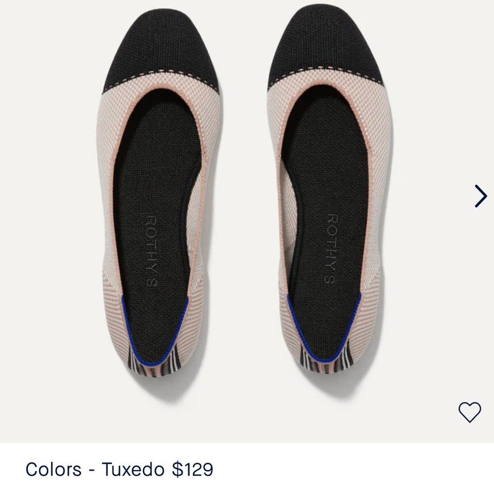 Rothy’s The Square in tuxedo, size 7 women’s